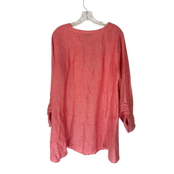J. Jill Red Lightweight Basic Lagenlook Coastal Grandma Linen Blouse Size Large - Picture 10 of 13